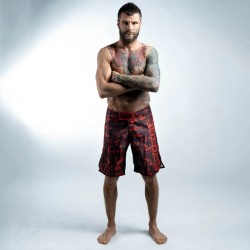 Short de MMA Fighter - Honeycomb - rouge, FSHM-16
