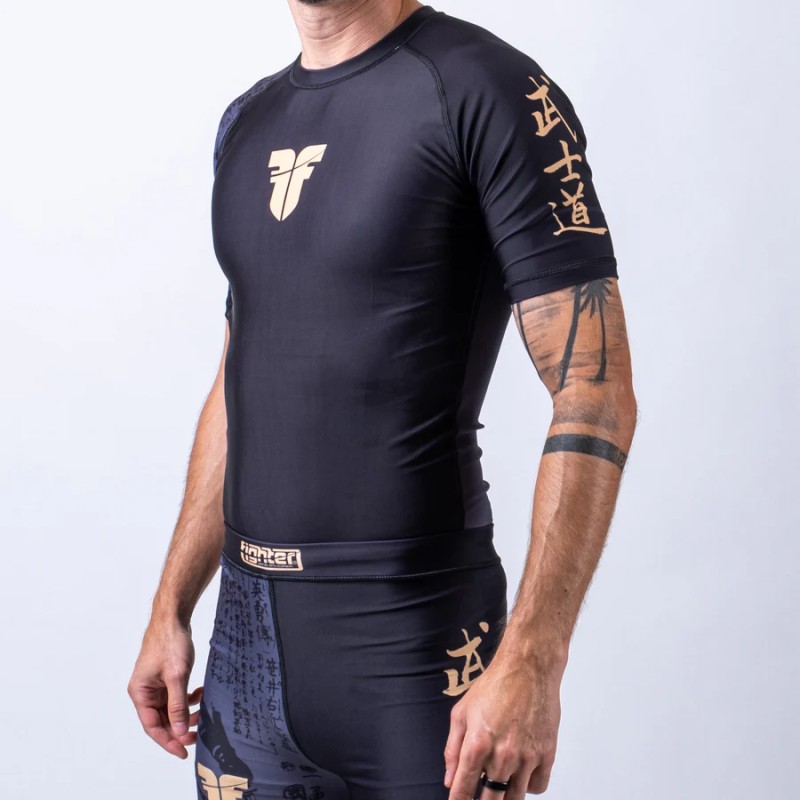 Rashguard de combat Samurai à manches courtes - noir/or, FRSG-SAM-01-SS