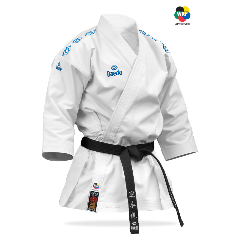 Karategi / Kimono Kata Compétition "Bunkai" – 1 Veste Broderie Bleue, 1 Pantalon, 40 % Polyester, 60 % Coton | Artsmartiaux.fr