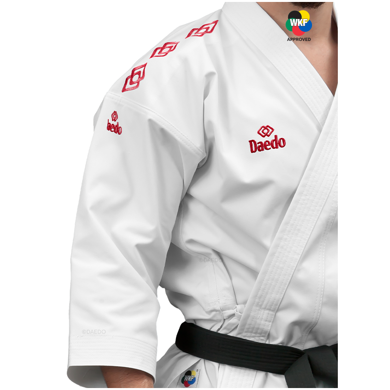 Karategi / Kimono Kata Compétition "Bunkai" – 1 Veste Broderie rouge, 1 Pantalon, 40 % Polyester, 60 % Coton | Artsmartiaux.fr