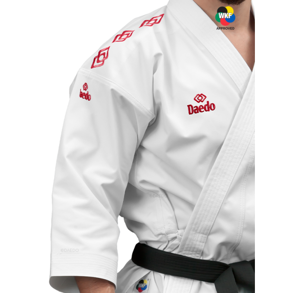 Karategi / Kimono Kata Compétition "Bunkai" – 1 Veste Broderie rouge, 1 Pantalon, 40 % Polyester, 60 % Coton | Artsmartiaux.fr
