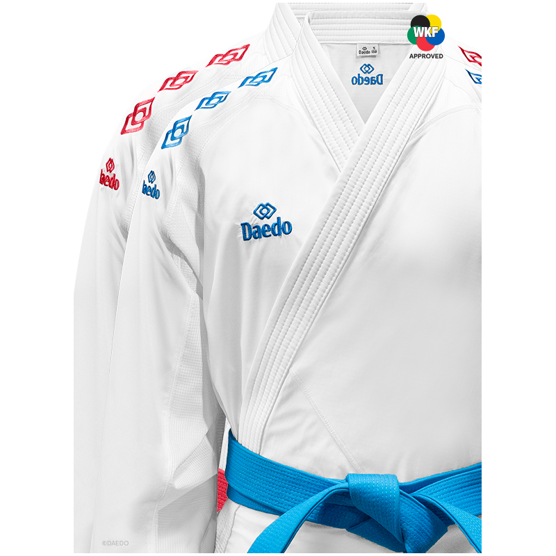 Karategi / Kimono Kumite Compétition "Light Pro" – 2 Vestes Broderies Rouge & Bleue, Ultra-Léger | Artsmartiaux.fr