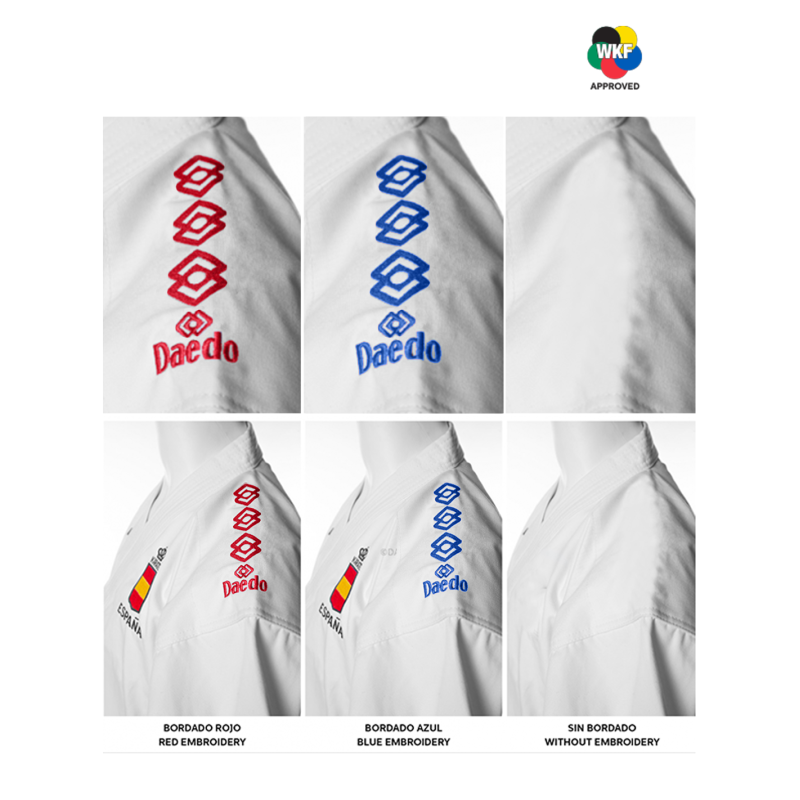 Karategi / Kimono Kumite Compétition "Ultra" – 2 Vestes (Bleue & Rouge), 1 Pantalon, 100 % Polyester, WKF | Artsmartiaux.fr