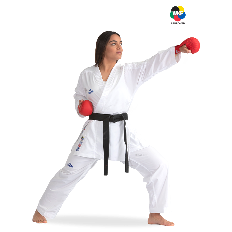 Karategi / Kimono Kumite Compétition "Ultra" – 2 Vestes (Bleue & Rouge), 1 Pantalon, 100 % Polyester, WKF | Artsmartiaux.fr